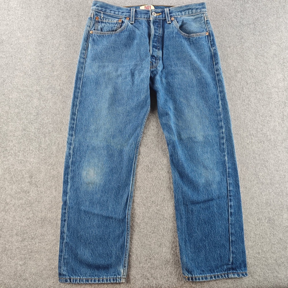 Levi's 501 Original Straight Leg Jeans Mens 32x27 Blue Denim Button Fly